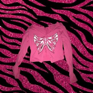 Butterfly Asymmetrical Hem Crop Top